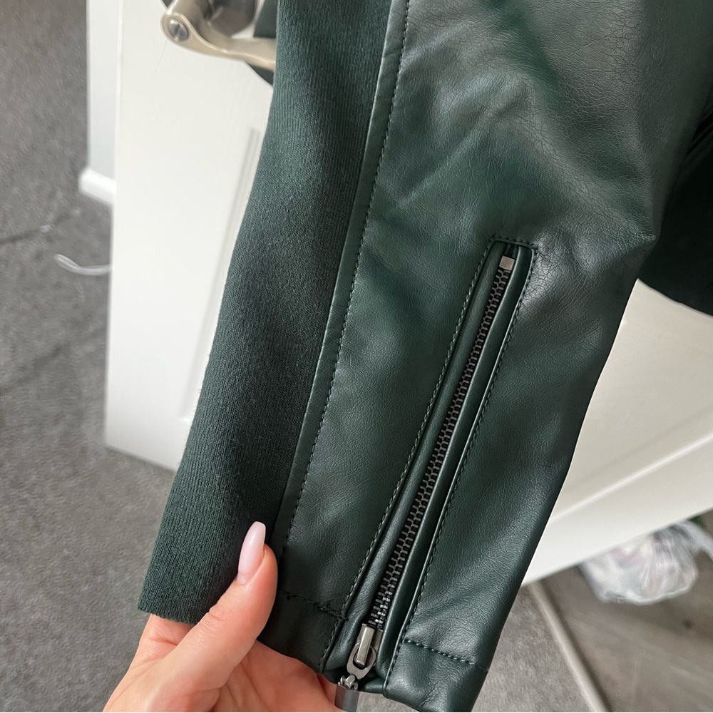 NWT Dark Green Faux Leather Jacket - Picture 3 of 5